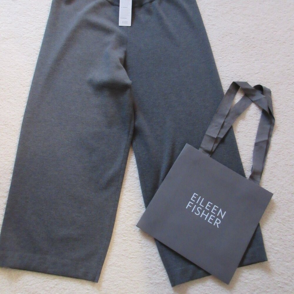 💕 EILEEN FISHER 100% Wool Ash Gray Crop Pants in Large - LIKE NEW 💕 - Picture 2 of 7